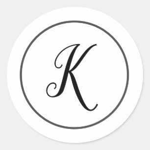 einfache, weiße Monogramm-Umschlag Aufkleber