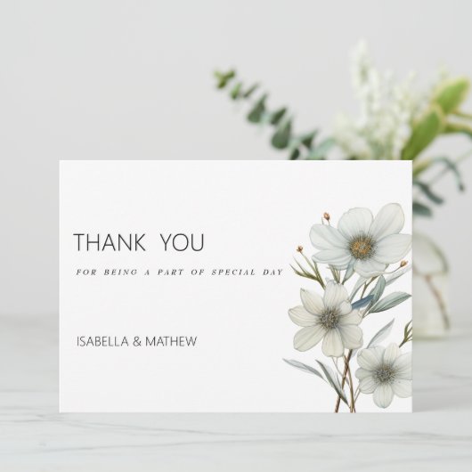 Einfache weiße Pfefferminze grüner Frühling Blumen Einladung (Stehend Vorderseite)