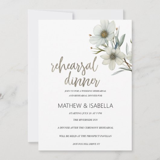 Einfache, weiße Pfefferminze Probe Abendessen Einladung (Vorderseite)