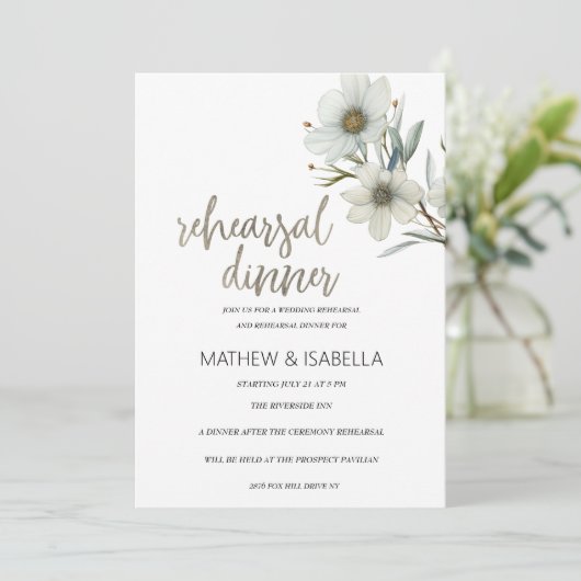 Einfache, weiße Pfefferminze Probe Abendessen Einladung (Stehend Vorderseite)