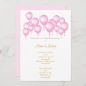 EINFACHE WEISSE PINKBALONS WEDEN EINLADUNG (Vorne/Hinten)