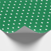 Einfache weiße Polka Punkte auf Weihnachten Grün M Geschenkpapier (Ecke)