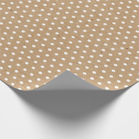 Einfache weiße Punkte auf Imitaten Rustikale braun Geschenkpapier (Ecke)