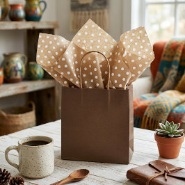 Einfache weiße Punkte auf Imitaten Rustikale braun Seidenpapier