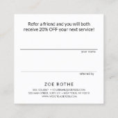 Einfache weiße Refer-a-Friend-Empfehlungskarte Empfehlungskarte (Rückseite)