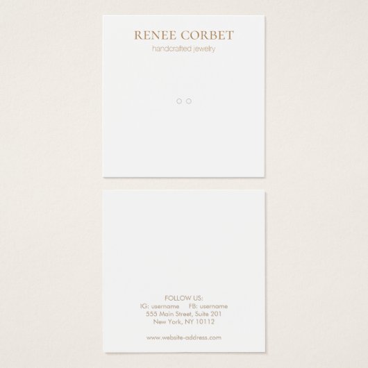 Einfache weiße Ring- oder Pendelsichtkarte (Vorne & Hinten)