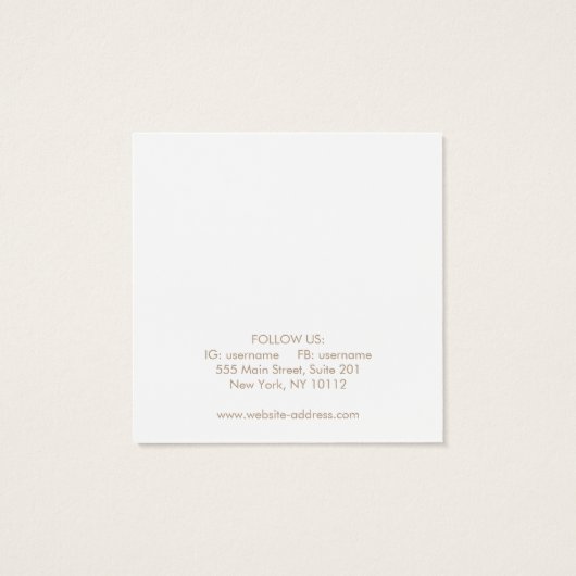 Einfache weiße Ring- oder Pendelsichtkarte (Rückseite)