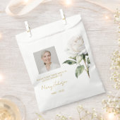 Einfache weiße Rosen-Foto-Trauer-Samen Geschenktütchen (Ausgeschnitten)