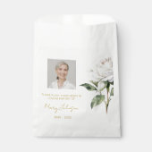 Einfache weiße Rosen-Foto-Trauer-Samen Geschenktütchen (Vorderseite)
