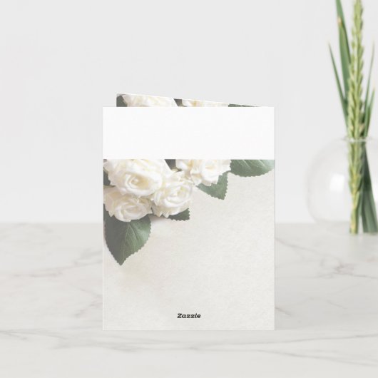 Einfache weiße Rosen Hochzeit Danke Karten (Rückseite)