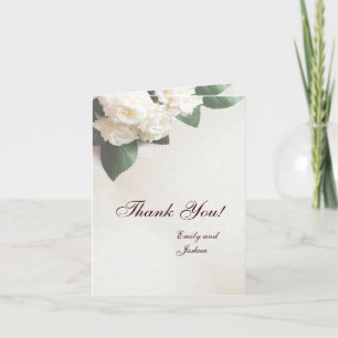 Einfache weiße Rosen Hochzeit Danke Karten