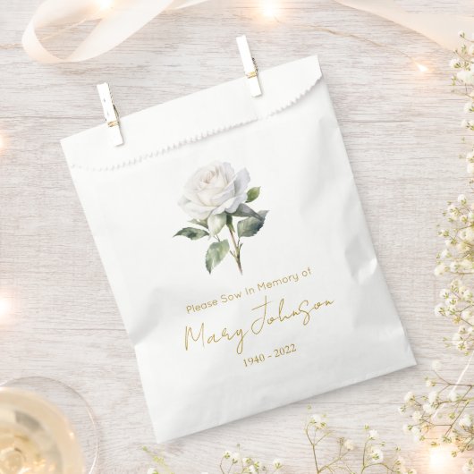 Einfache weiße Rosensamenpackung Beerdigung Geschenktütchen (Ausgeschnitten)