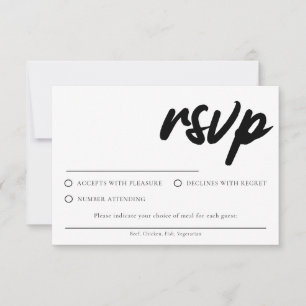 Einfache weiße RSVP-Karte mit Essensauswahl Einladung
