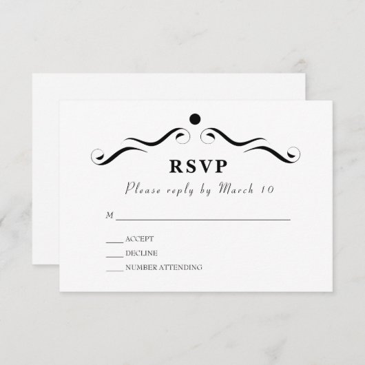 Einfache weiße RSVP-Karte RSVP Karte (Vorne/Hinten)