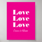 Einfache, weiße Sauberkeit 3 x Liebe | Hot Pink Poster (Vorne)