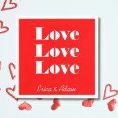 Einfache, weiße Sauberkeit 3 x Liebe | Neon Red Serviette