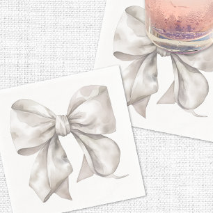 Einfache weiße Schleife Baby Shower Serviette