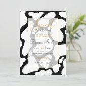 Einfache weiße schwarze Kuh Flecken Tiermuster Einladung (Stehend Vorderseite)