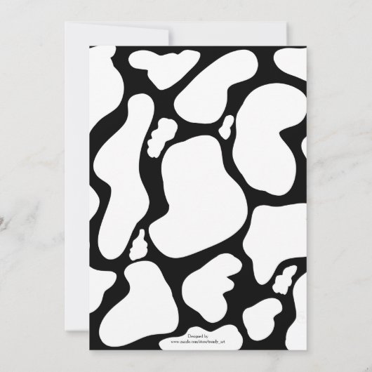 Einfache weiße schwarze Kuh Flecken Tiermuster Einladung (Rückseite)