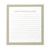 Einfache weiße Seite Grüner Typografischer Name Li Notizblock (Vorderseite)