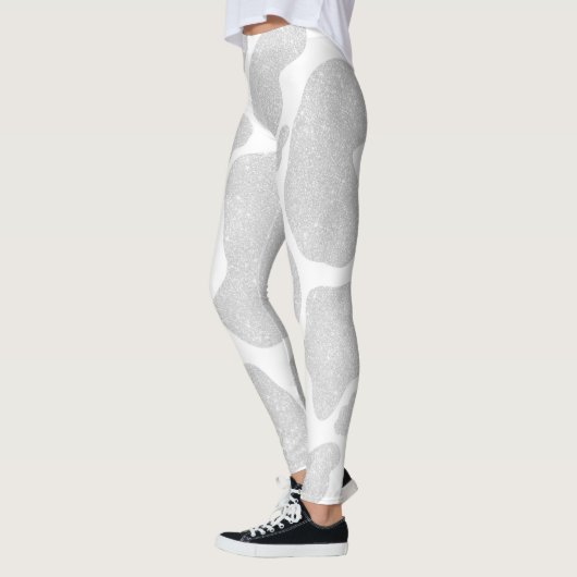 Einfache weiße Silberspitzen große Kuhsteine Leggings (Links)