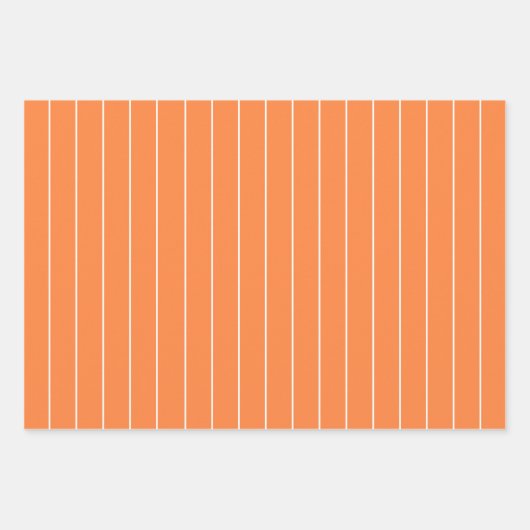 Einfache weiße Streifen auf orangefarbenem Hinterg Geschenkpapier Set (Vorderseite 3)