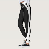 Einfache weiße Streifen mit Ihrem Namen auf einfac Leggings (Links)