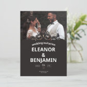 Einfache, weiße und braune Hochzeit Einladung (Stehend Vorderseite)