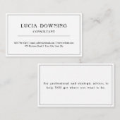 Einfache, weiße und schwarze Grenzkarte Visitenkarte (Vorne/Hinten)