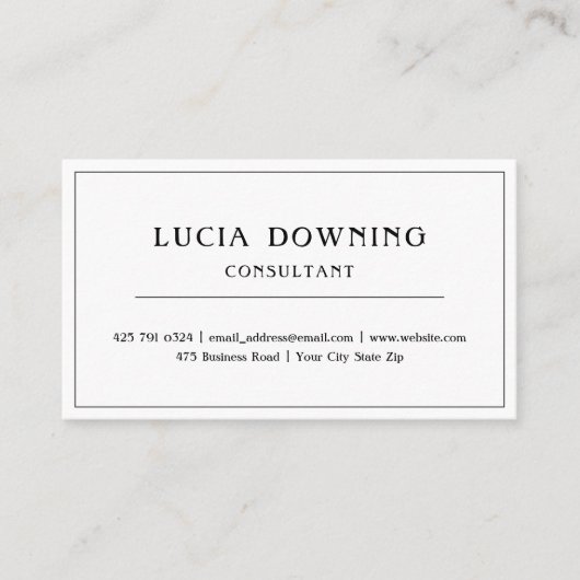 Einfache, weiße und schwarze Grenzkarte Visitenkarte (Vorderseite)