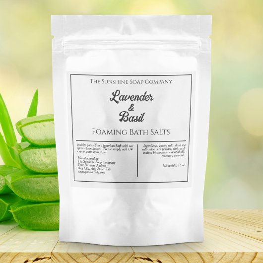 Einfache, weiße und schwarze, wasserdichte Produkt Schaumweinetikett