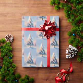 Einfache weiße Weihnachtsbaume an einem sonnigen T Geschenkpapier