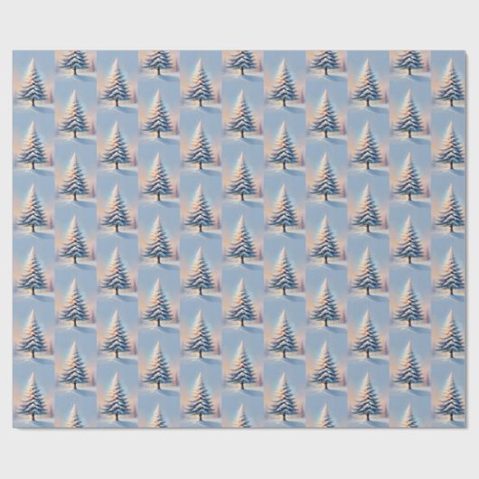 Einfache weiße Weihnachtsbaume an einem sonnigen T Geschenkpapier (Flach)