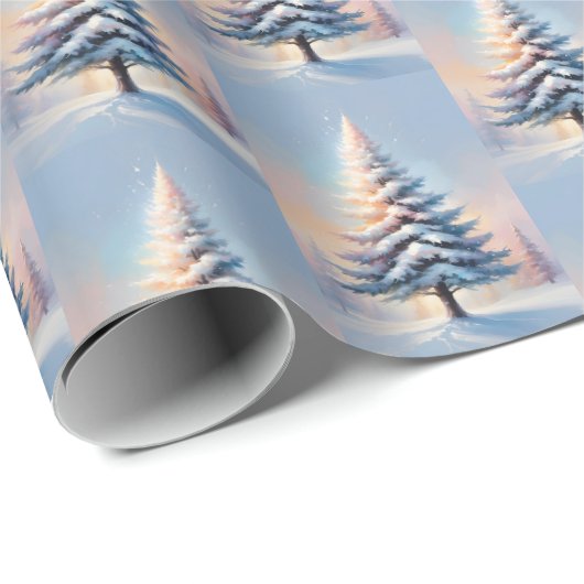 Einfache weiße Weihnachtsbaume an einem sonnigen T Geschenkpapier (Rolleneckpunkt)