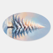 Einfache weiße Weihnachtsbaume an einem sonnigen T Ovaler Aufkleber (Vorderseite)