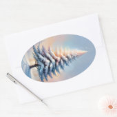 Einfache weiße Weihnachtsbaume an einem sonnigen T Ovaler Aufkleber (Umschlag)