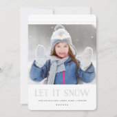 Einfache weiße Weihnachtskarten | Lass es schneien Einladung (Vorderseite)