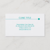 Einfache weiße Zahnarztzahnärztin Zahnarztgrüne St Visitenkarte (Rückseite)
