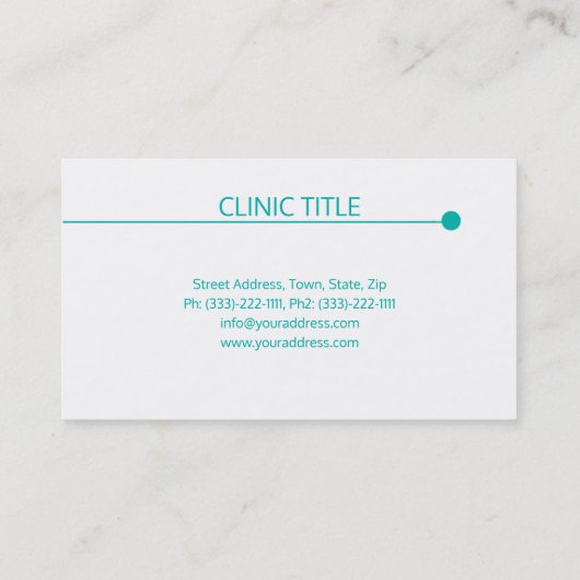 Einfache weiße Zahnarztzahnärztin Zahnarztgrüne St Visitenkarte (Rückseite)