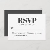 Einfache Weißkohle Grau Moderne Minimalistische UA RSVP Karte (Vorne/Hinten)