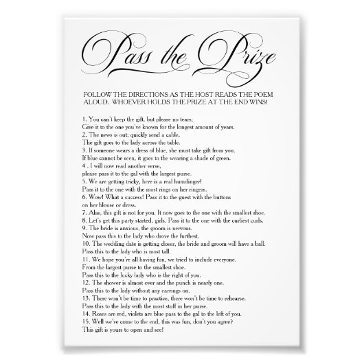 Einfache Weitergabe des Preises Brautparty Game Fotodruck (Vorne)