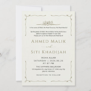 Einfache wellige Border islamische Hochzeit Nikah Einladung