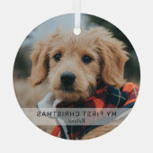 Einfache Welpe "Mein erstes Weihnachten" Foto Keep Ornament Aus Glas (Rückseite)