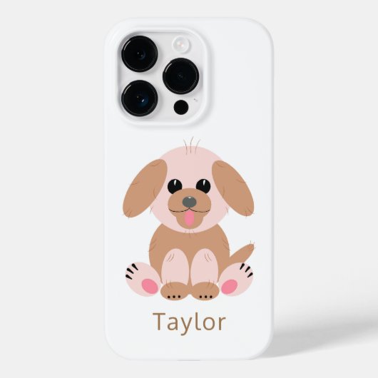 Einfache Welpen Hund Cartoon Pastel Personalisiert Case-Mate iPhone Hülle (Rückseite)