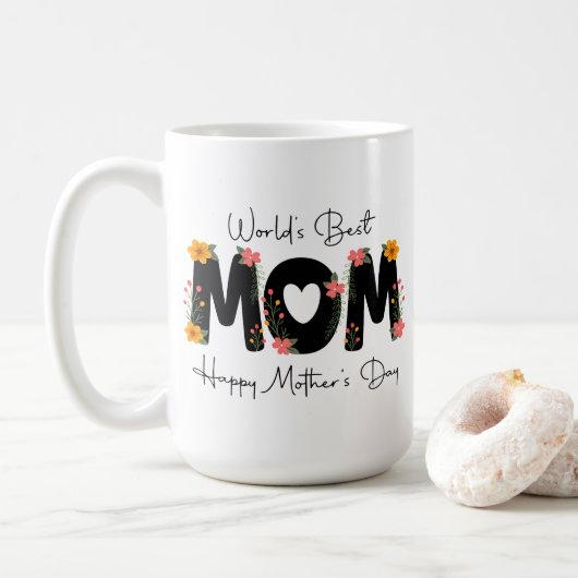 Einfache Welt Beste Mama Muttertag-Kalligrafie   Kaffeetasse (Mit Donut)