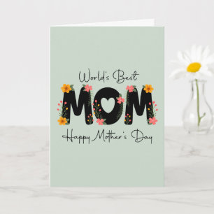 Einfache Welt Beste Mama Muttertag-Kalligrafie   Karte
