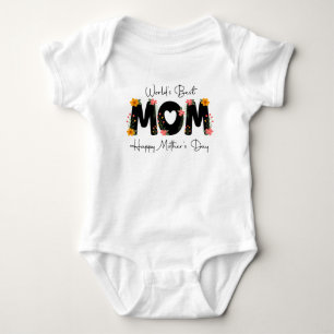 Einfache Weltbeste Mama Muttertag-Kalligrafie Baby Strampler