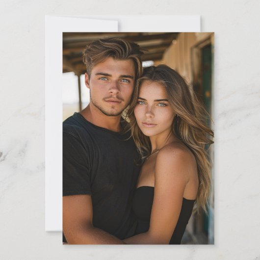 Einfache Western Bohemische Kuh Schädel Foto Hochz Einladung (Rückseite)