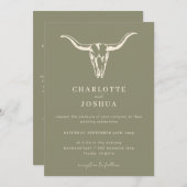 Einfache Western Boho Kuh Skull All in One Wedding Einladung (Vorne/Hinten)