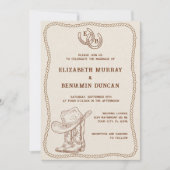 Einfache Western-Horseshoe-Monogram-Hochzeit Einladung (Vorderseite)